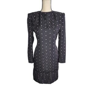 Saks Fifth Avenue David Hayes Silk Polka Dot Midi Vintage Dress Size 8